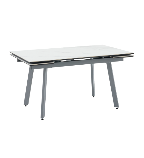 Стол Тайл 140-200/85/75 столешница Snow white подстолье металл серый