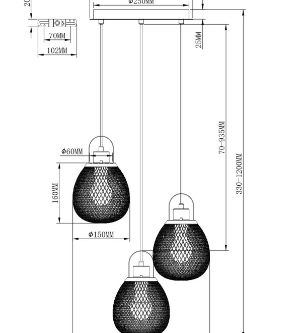 Светильник подвесной Moderli V11348-3P Campo