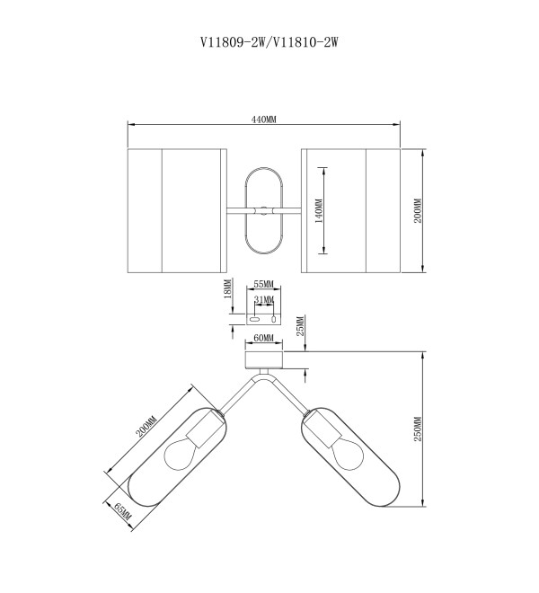 Светильник настенный Moderli V11809-2W Metalicana
