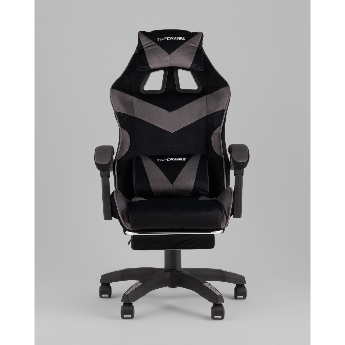 Кресло спортивное TopChairs MG-7019 велюр черно-серый