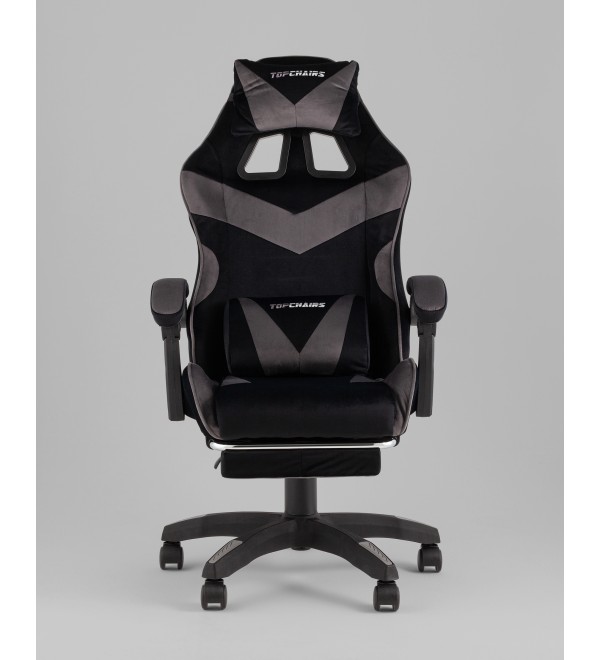 Кресло спортивное TopChairs MG-7019 велюр черно-серый