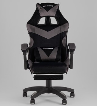 Кресло спортивное TopChairs MG-7019 велюр черно-серый