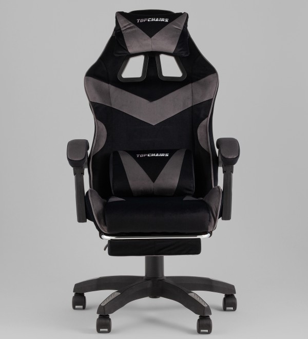 Кресло спортивное TopChairs MG-7019 велюр черно-серый
