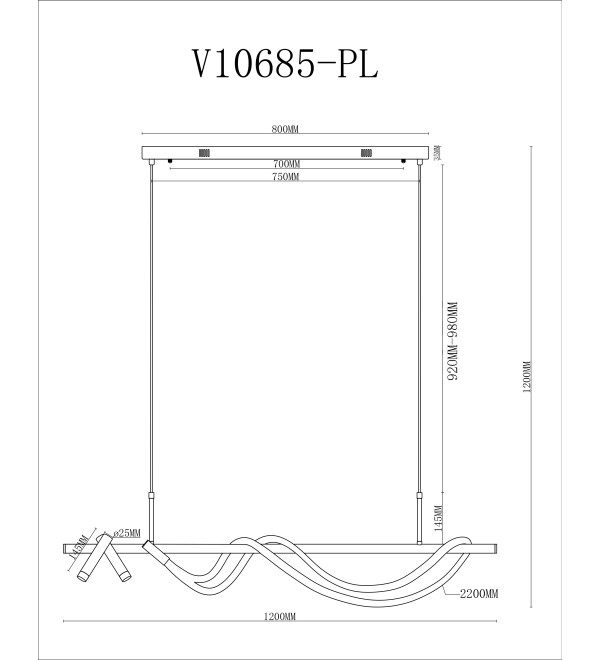 Светильник подвесной светодиодный Moderli V10685-PL True