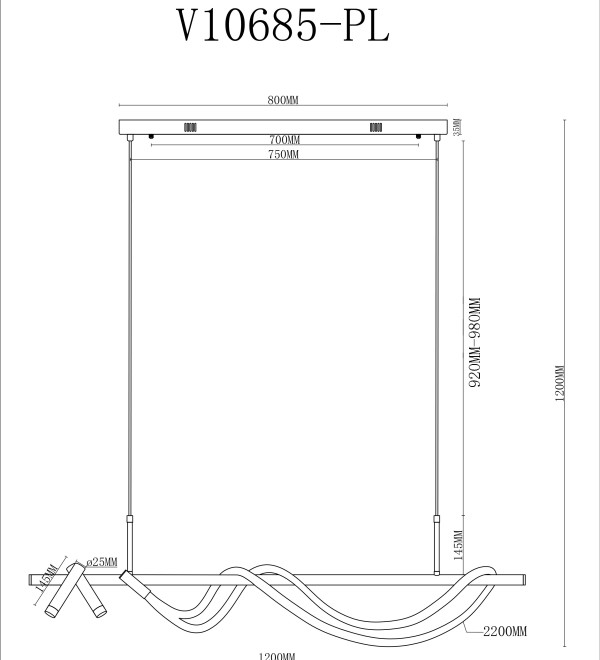 Светильник подвесной светодиодный Moderli V10685-PL True