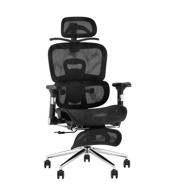 Кресло офисное TopChairs Stich с оттоманкой, черный