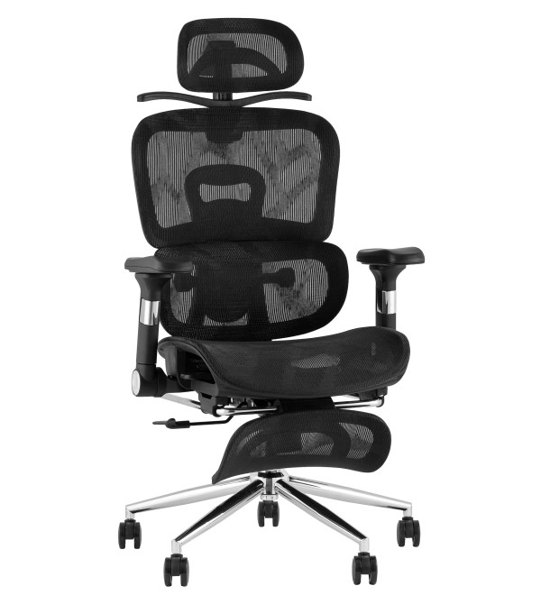 Кресло офисное TopChairs Stich с оттоманкой, черный