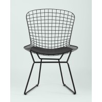 Стул обеденный Bertoia черный с черной подушкой