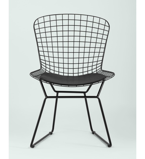 Стул обеденный Bertoia черный с черной подушкой