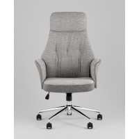 Кресло офисное TopChairs Neoma светло-серый экокожа ткань