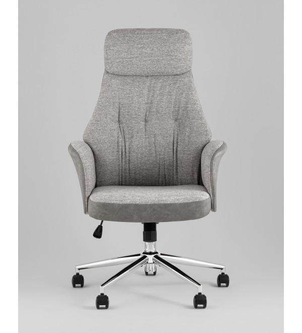 Кресло офисное TopChairs Neoma светло-серый экокожа ткань