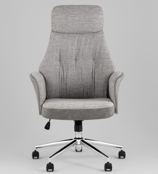 Кресло офисное TopChairs Neoma светло-серый экокожа ткань