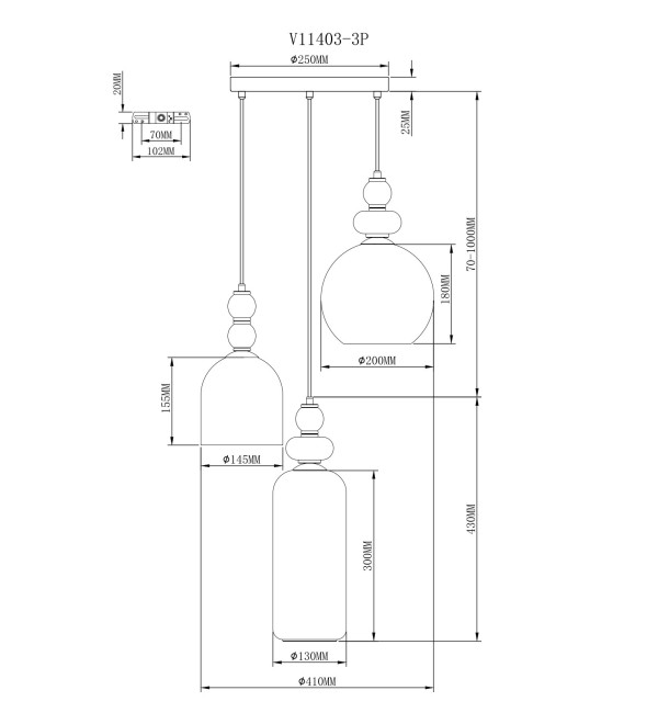Светильник подвесной Moderli V11403-3P Tamina