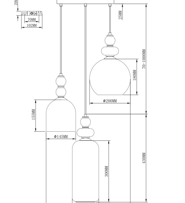 Светильник подвесной Moderli V11403-3P Tamina