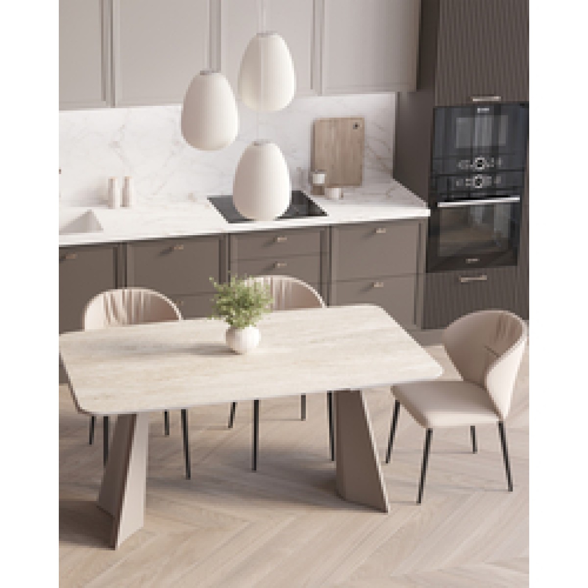 Стол обеденный Eliora 160-240*90 см серая керамика