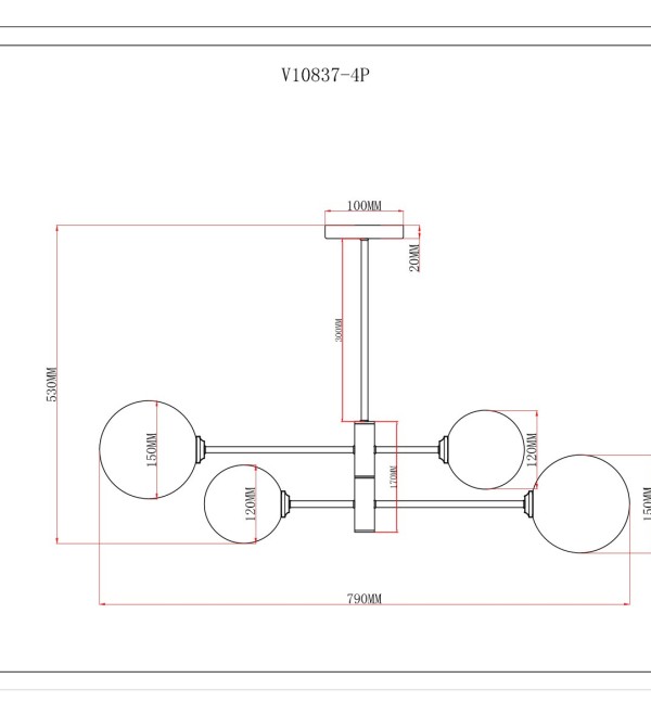 Светильник подвесной Moderli V10837-4P Molecule