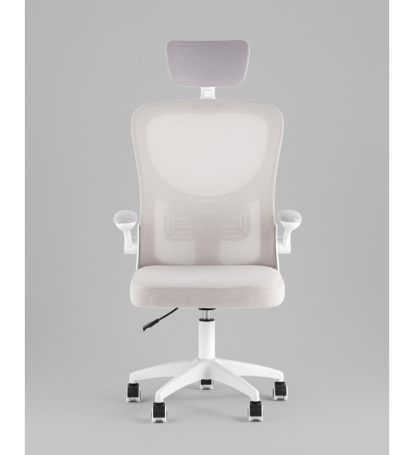 Кресло офисное TopChairs Core серый с подголовником пластик белый
