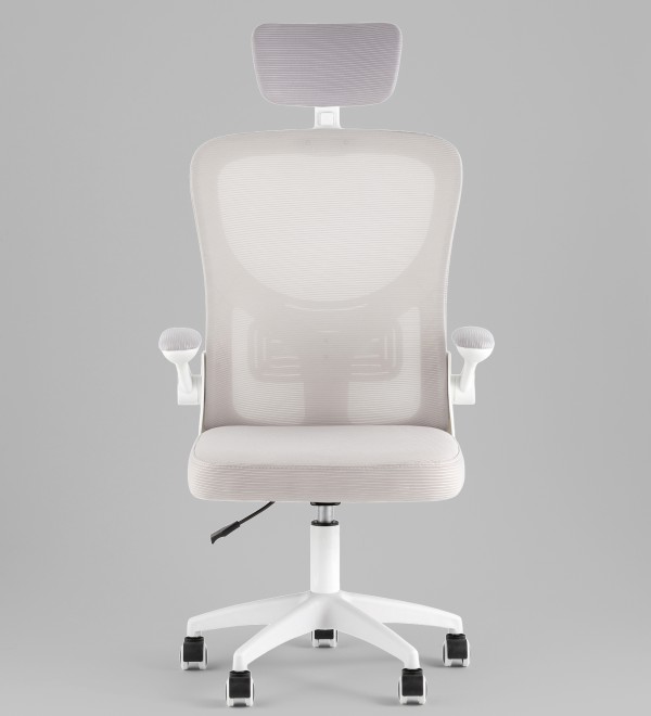 Кресло офисное TopChairs Core серый с подголовником пластик белый