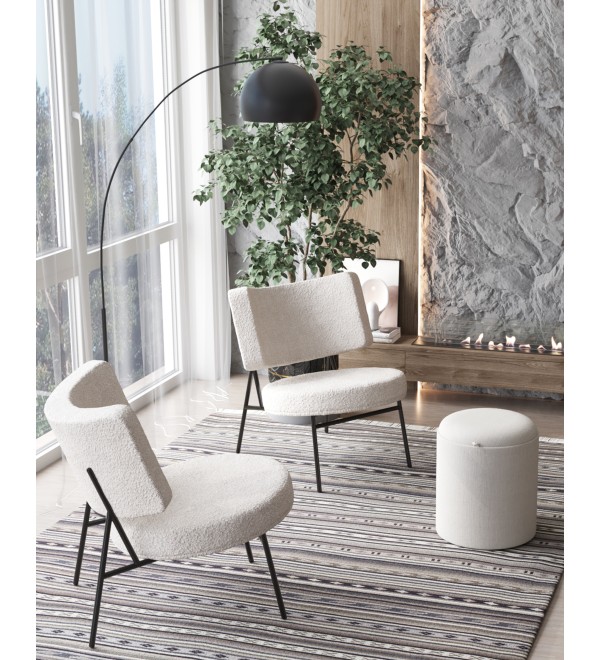 Кресло District Lounge букле белый