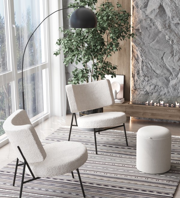 Кресло District Lounge букле белый