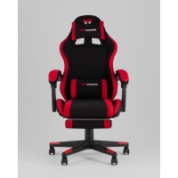 Кресло спортивное TopChairs Prophet с оттоманкой ткань черно-красный