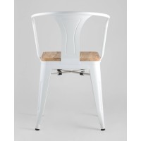 Стул TOLIX ARM WOOD с подлокотниками белый