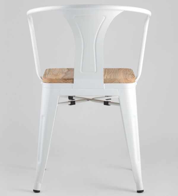 Стул TOLIX ARM WOOD с подлокотниками белый