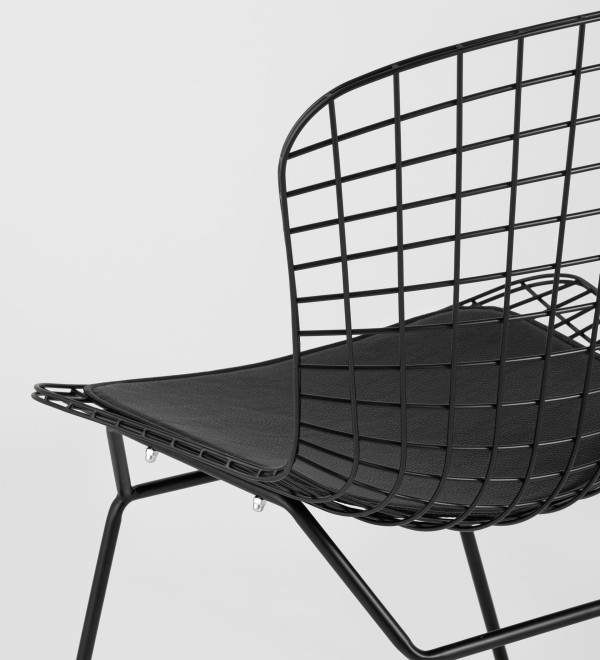 Стул обеденный Bertoia черный с черной подушкой 4 шт