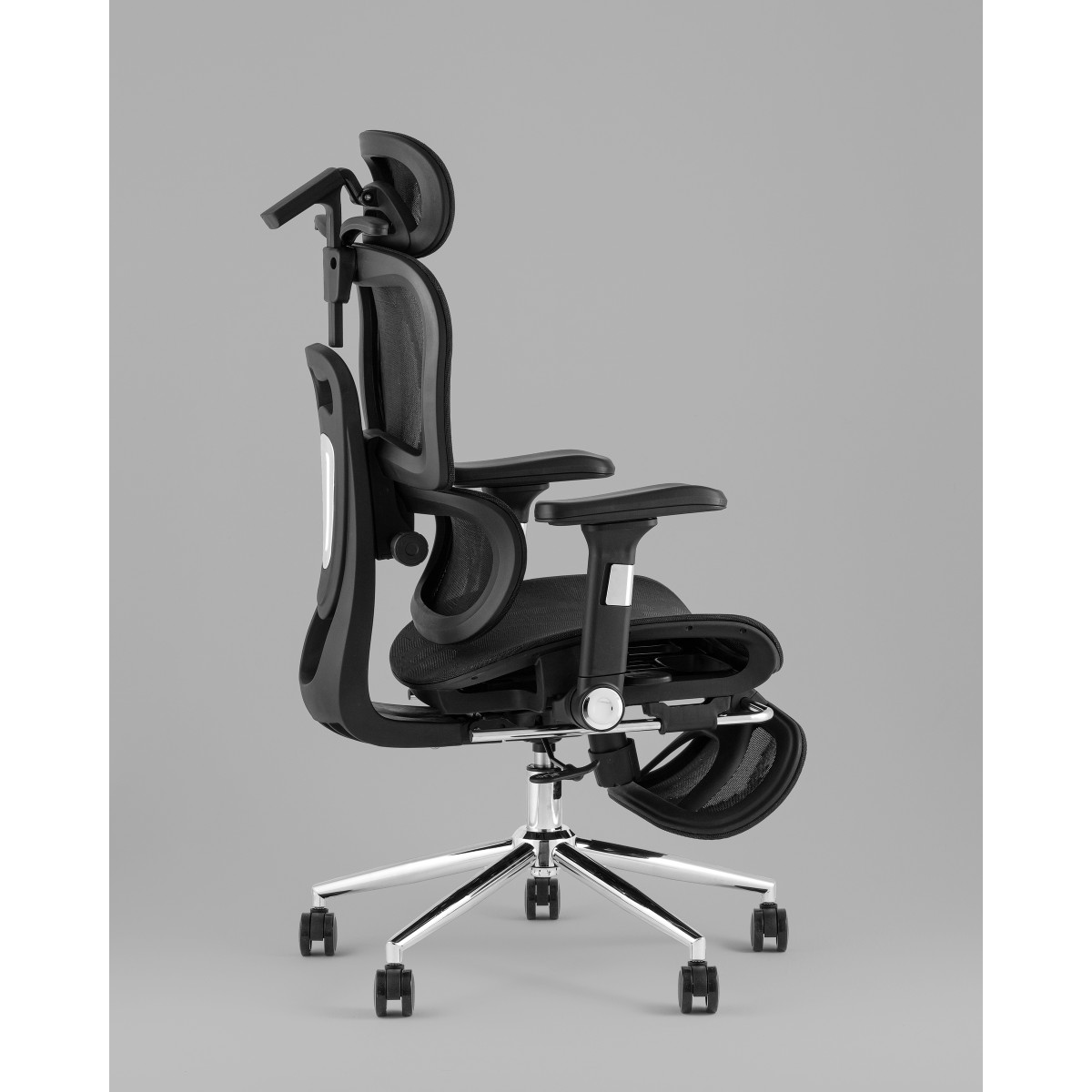 Кресло офисное TopChairs Stich с оттоманкой, черный