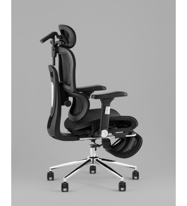 Кресло офисное TopChairs Stich с оттоманкой, черный