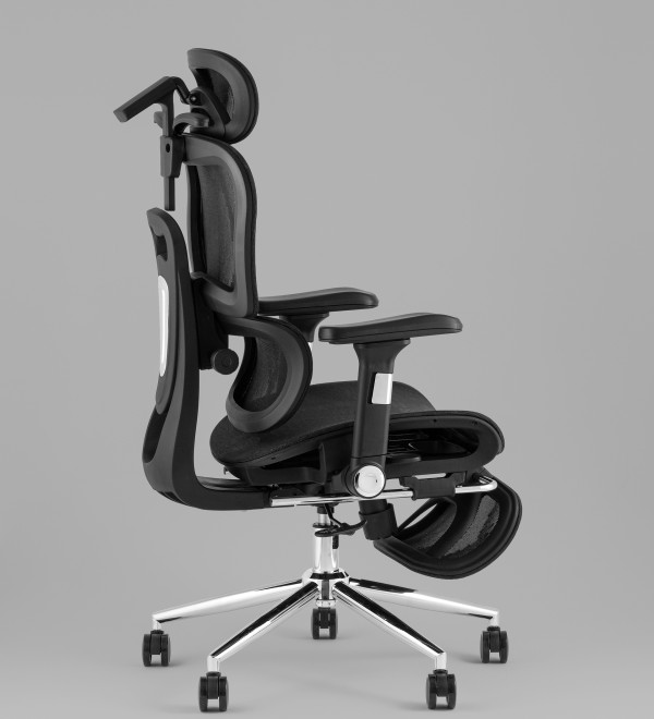Кресло офисное TopChairs Stich с оттоманкой, черный