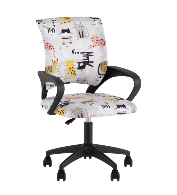 Кресло офисное TopChairs Simple SN Junior принт Blue Cats пластик черный