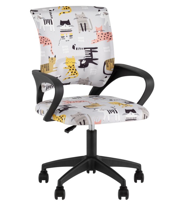 Кресло офисное TopChairs Simple SN Junior принт Blue Cats пластик черный