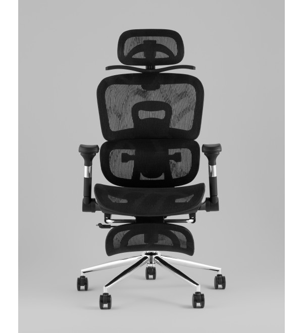 Кресло офисное TopChairs Stich с оттоманкой, черный