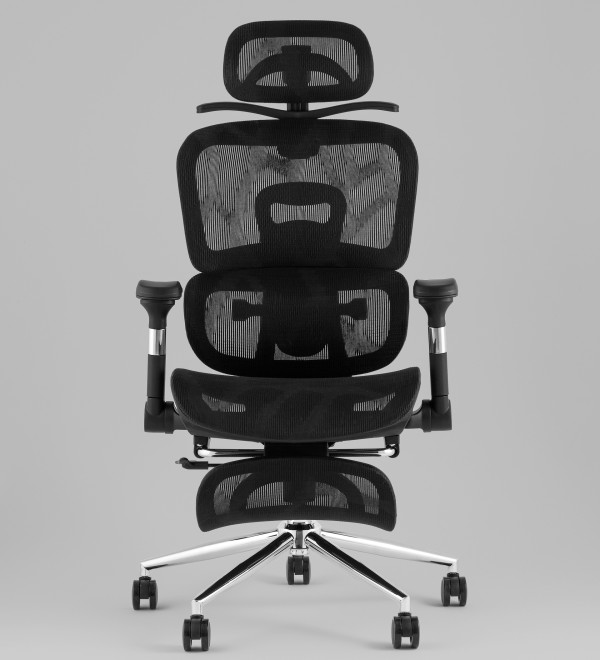 Кресло офисное TopChairs Stich с оттоманкой, черный