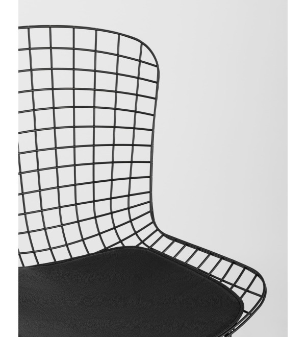 Стул обеденный Bertoia черный с черной подушкой 4 шт