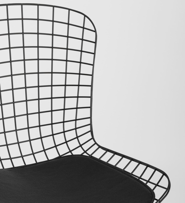 Стул обеденный Bertoia черный с черной подушкой 4 шт