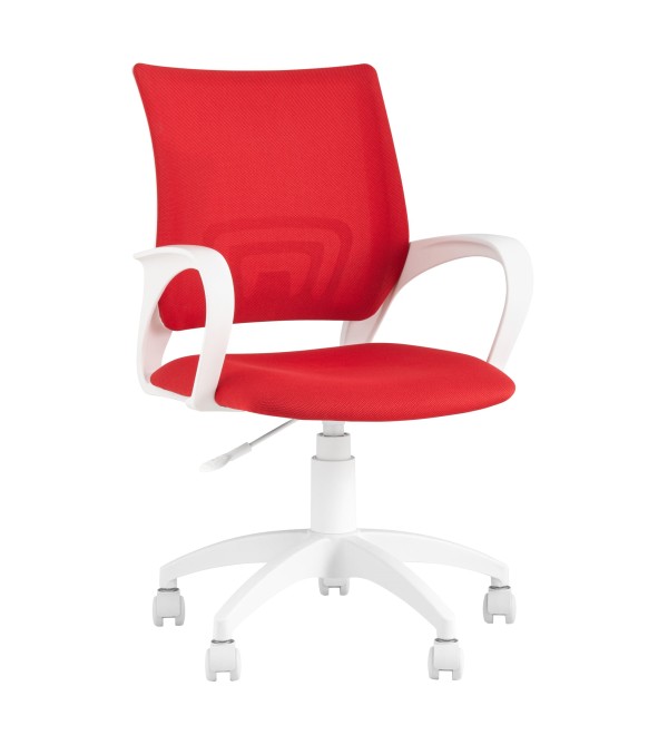 Кресло офисное TopChairs ST-BASIC-W красная ткань крестовина белый пластик