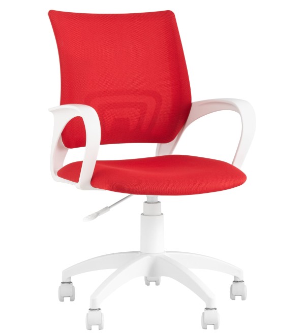 Кресло офисное TopChairs ST-BASIC-W красная ткань крестовина белый пластик