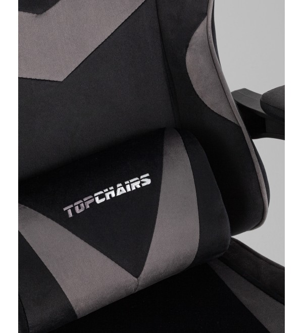 Кресло спортивное TopChairs MG-7019 велюр черно-серый