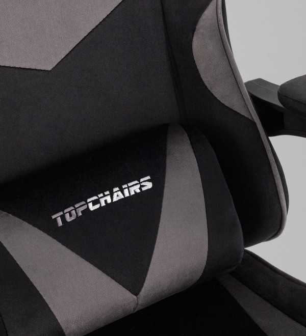 Кресло спортивное TopChairs MG-7019 велюр черно-серый