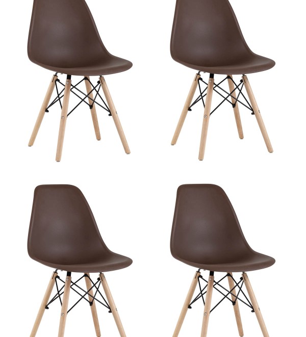 Стул Eames Style DSW коричневый x4 (разборный каркас)