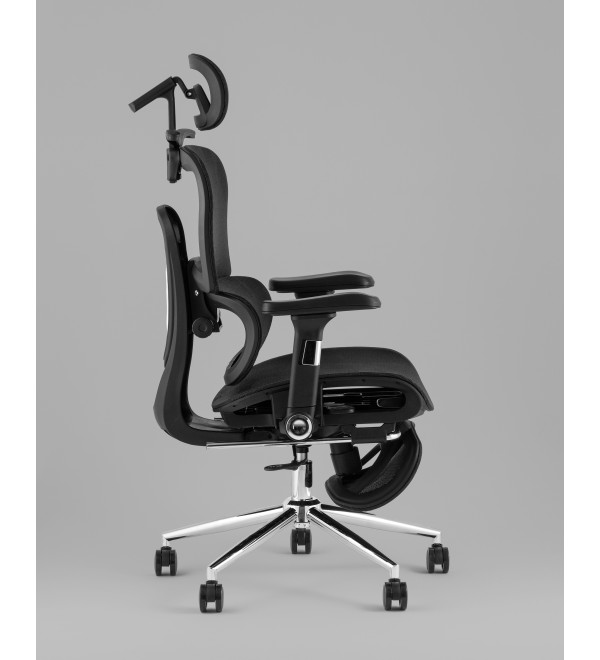 Кресло офисное TopChairs Stich с оттоманкой, черный
