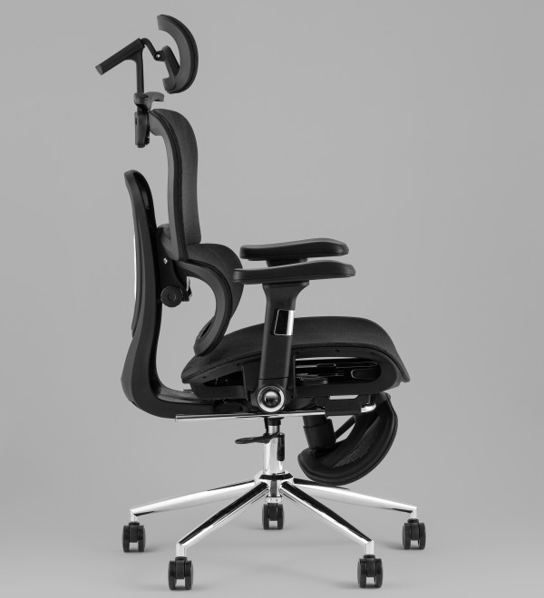 Кресло офисное TopChairs Stich с оттоманкой, черный
