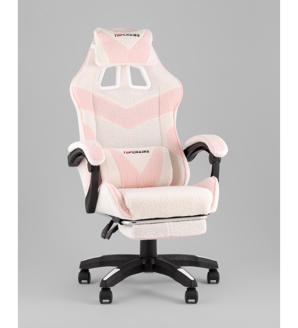 Кресло спортивное TopChairs MG-7019 букле бело-розовый