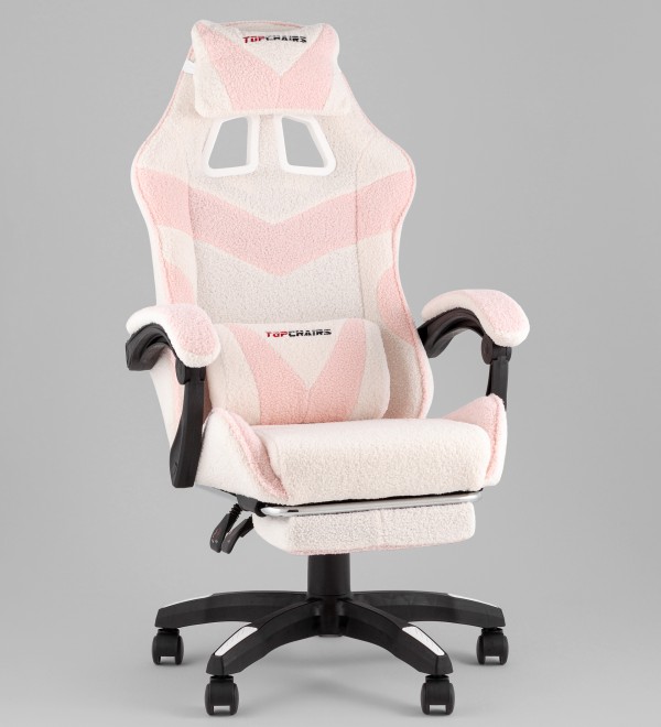 Кресло спортивное TopChairs MG-7019 букле бело-розовый
