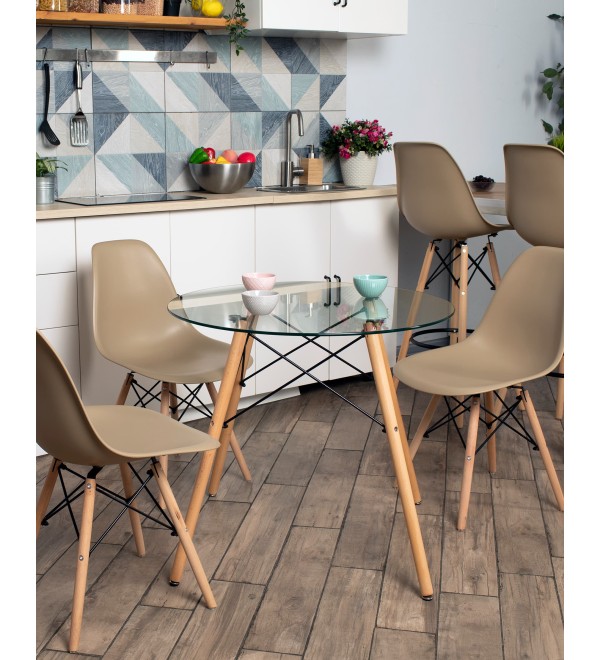 Стол Eames DSW NEW D80 стеклянный