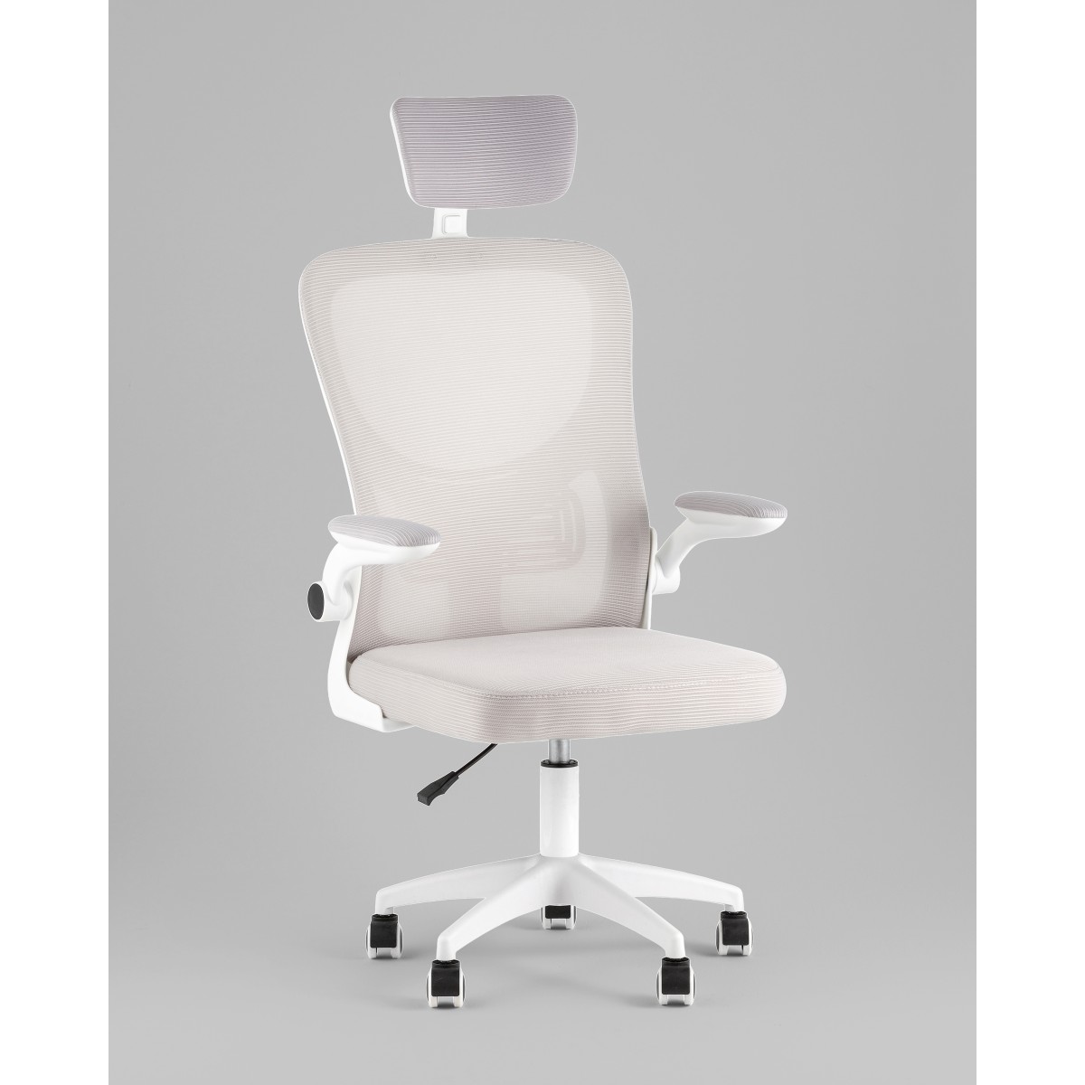 Кресло офисное TopChairs Core серый с подголовником пластик белый