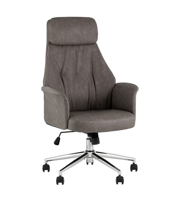 Кресло офисное TopChairs Neoma серый экокожа