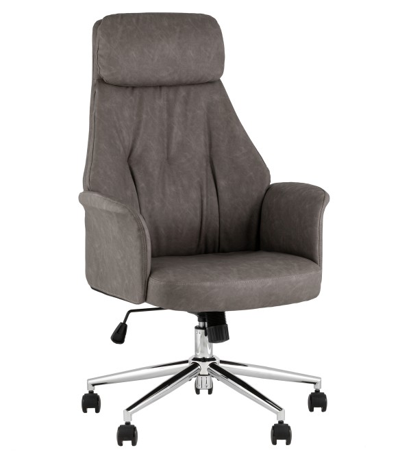 Кресло офисное TopChairs Neoma серый экокожа
